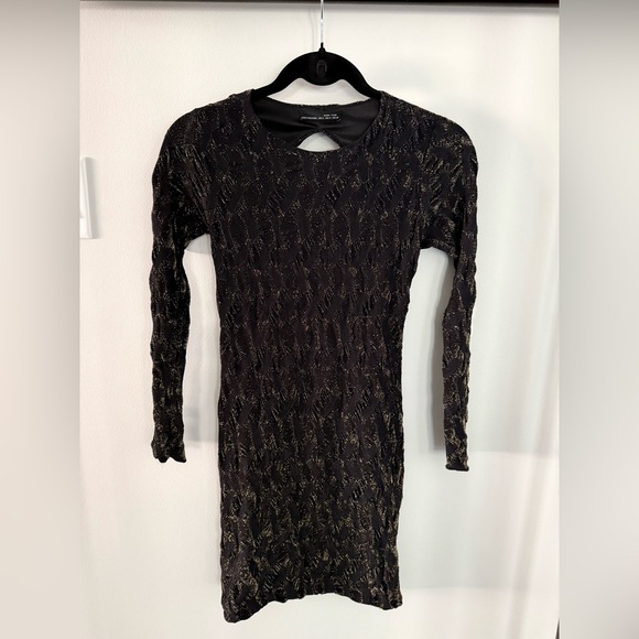 Zara Black and Gold Mini Dress with Key-Hole Back - Picture 2 of 5